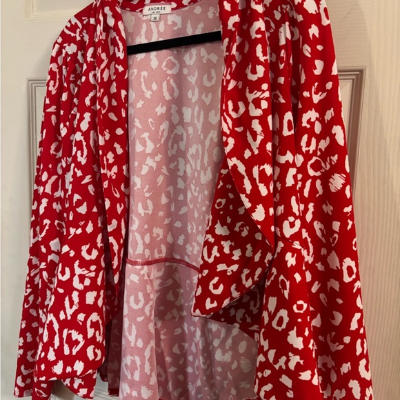 ANDREE BY UNIT Jackets & Blazers - ANDREE BY UNIT Red and White Patterned Cardigan size 3 x